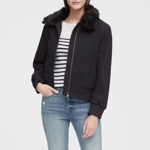 Banana Republic Wool Bomber Jacket with Fur Collar